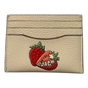 Coach Strawberry Leather Card Case – Fruit Print ID Holder